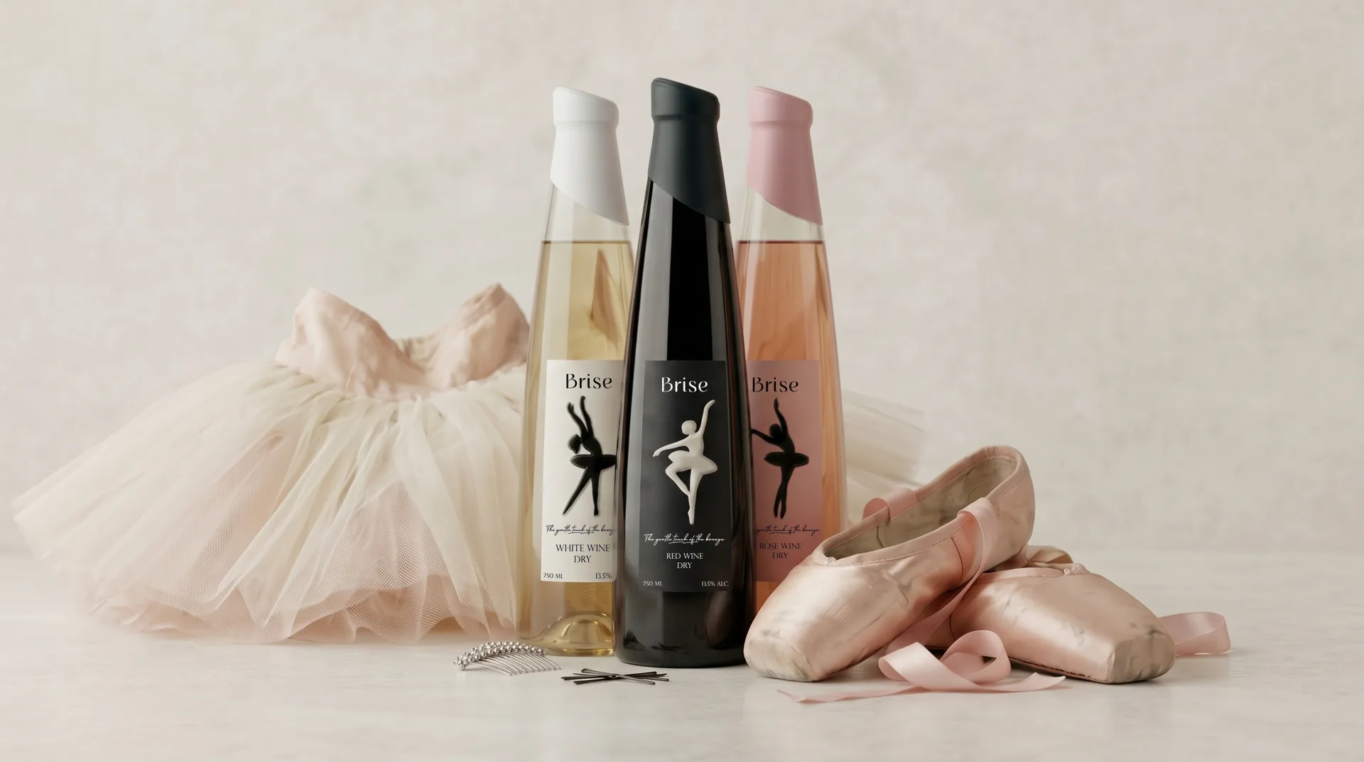 Bottles with pointe shoes and a tutu