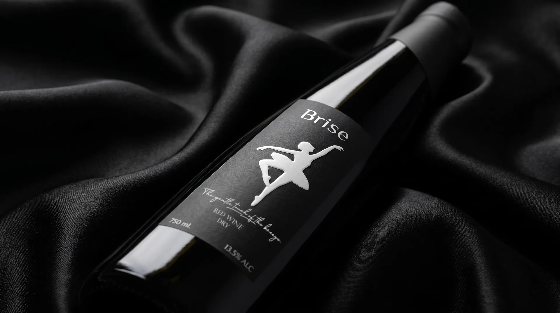 Red wine on black silk