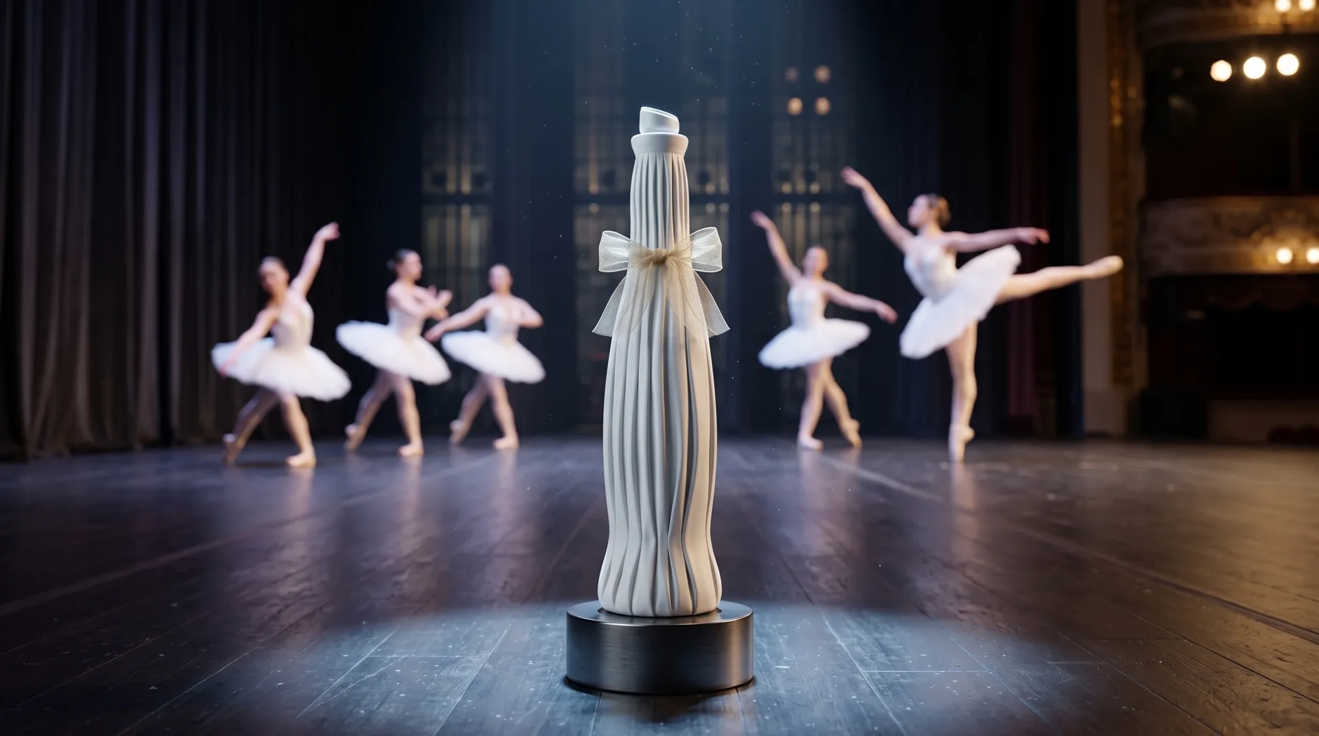 Wrapped bottle on a ballet stage