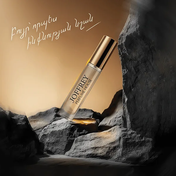 Perfume between dark rocks