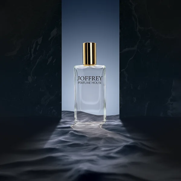 Perfume in a dark room with water