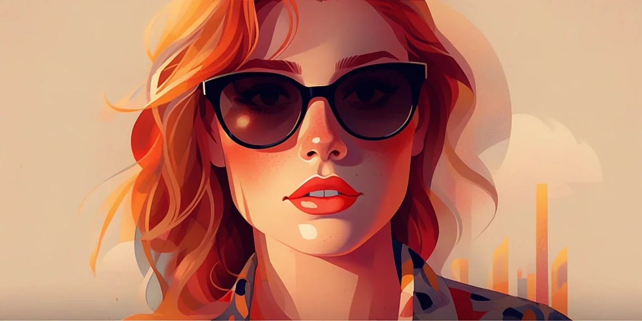 Illustrated woman in sunglasses